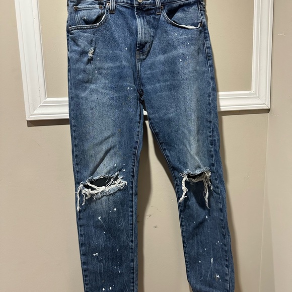 PacSun Straight Distressed‎ Blue Jeans with Ripped Knees - Picture 1 of 6